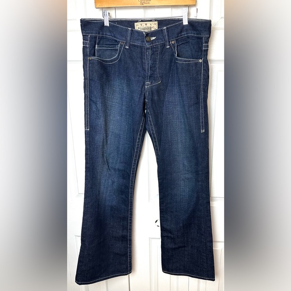 36” Waist WILLIAM RAST Billy Flare Denim Jeans Dark Wash Mid Rise Men’s Tag 32 - Picture 2 of 11
